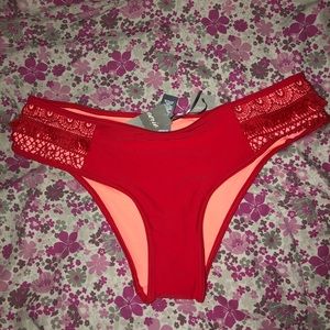 nwt aerie red fringe swim bottom